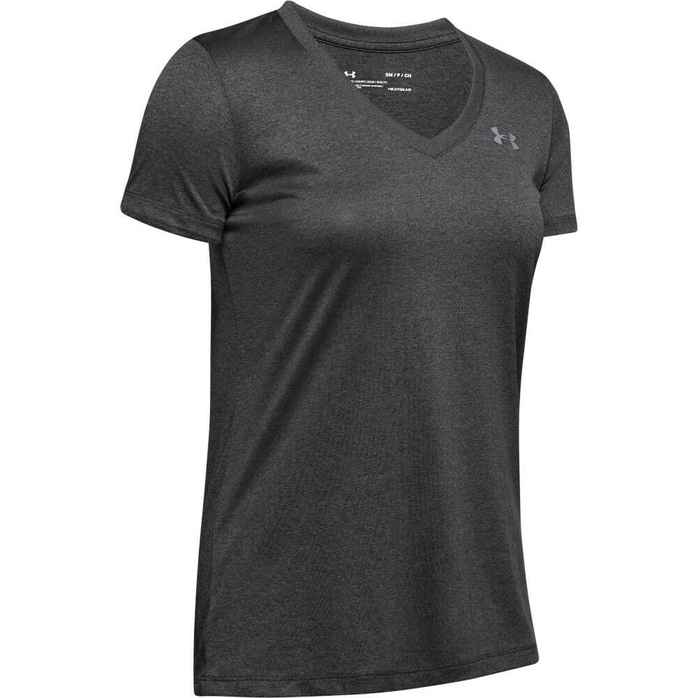 Under Armour Women's V-Neck SM Gray Tech Shirt - Lightweight Activewear Top