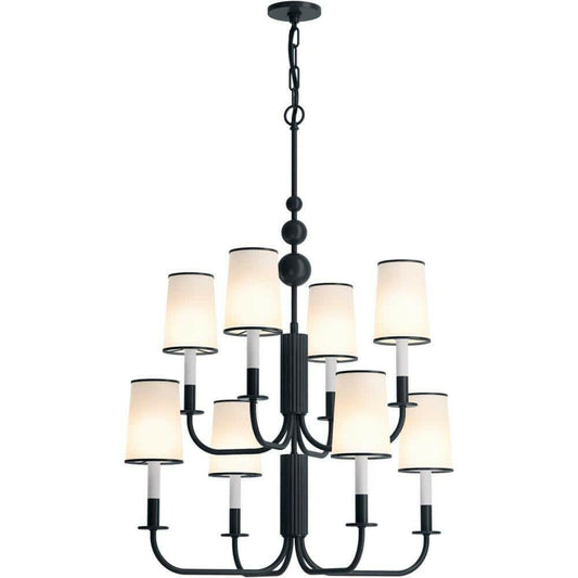 Kohler Tresdoux 27442-CH08-GNL 8-Light Silver Candle Chandelier, 24 Wide, Damp Location