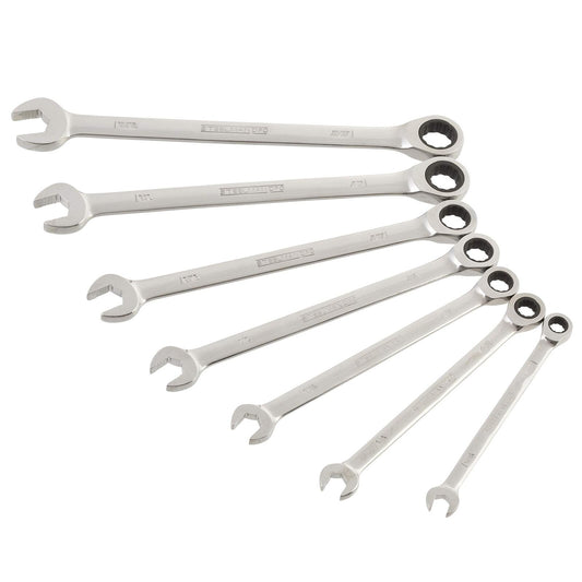 Steelman Pro 7-Piece Ratcheting Wrench Set, 144-Tooth, SAE Chrome Vanadium