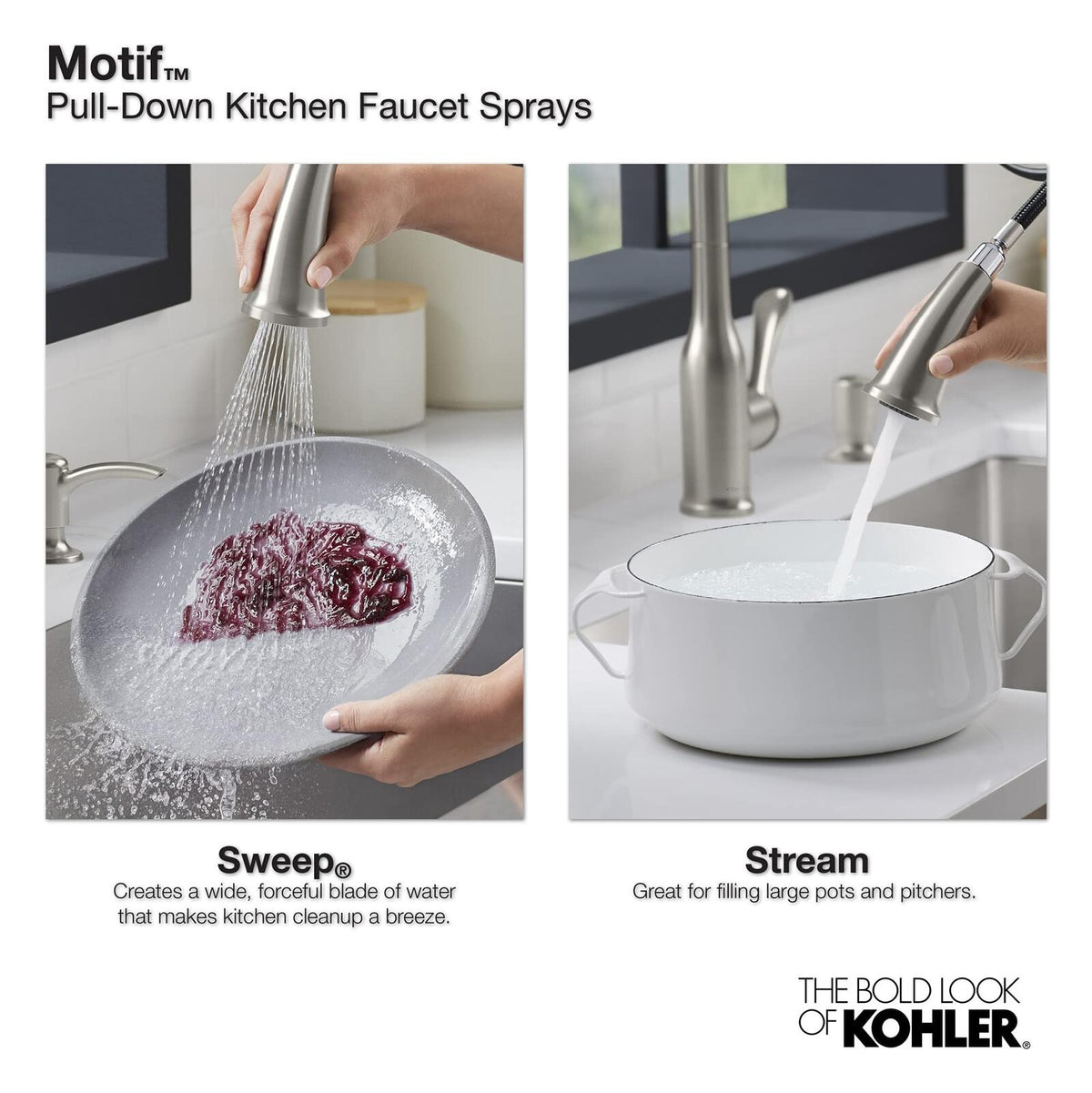 Kohler Motif Kitchen Faucet with Pull-Down Sprayer & Soap Dispenser, Chrome