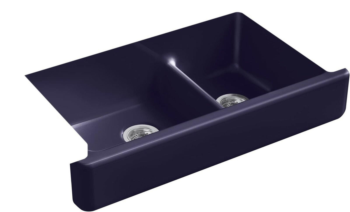 Kohler Whitehaven 6427-DGB 36 in Double Bowl Farmhouse Kitchen Sink Indigo Blue