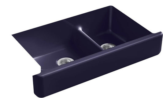 Kohler Whitehaven 6427-DGB 36 in Double Bowl Farmhouse Kitchen Sink Indigo Blue