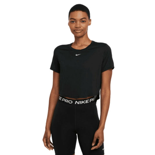 Nike Dri-FIT Women's Cropped Top Athletic Black White XL Gym Shirt