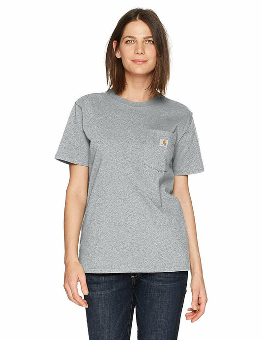 Carhartt Women's Heavyweight Pocket T-Shirt Heather Gray Medium Loose Fit