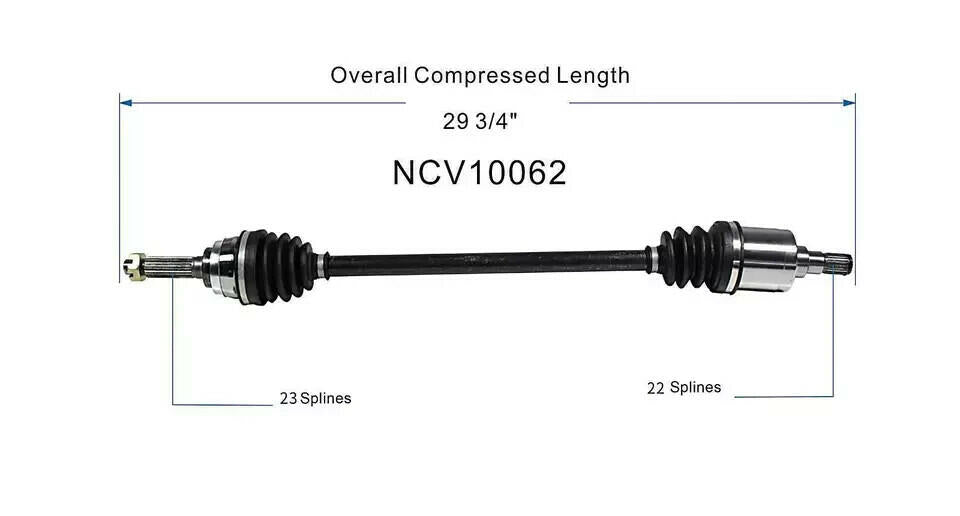 Carquest NCV10062 CV Axle Assembly Shaft Front Right Passenger Side