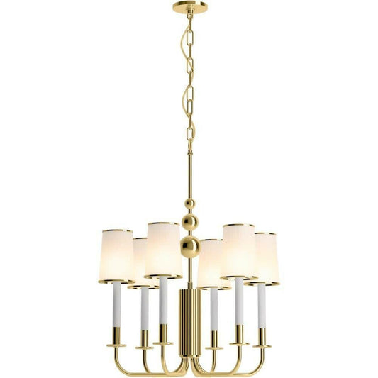 Kohler Tresdoux 6-Light Candle Chandelier, 24 in Wide, Gold, Damp Location