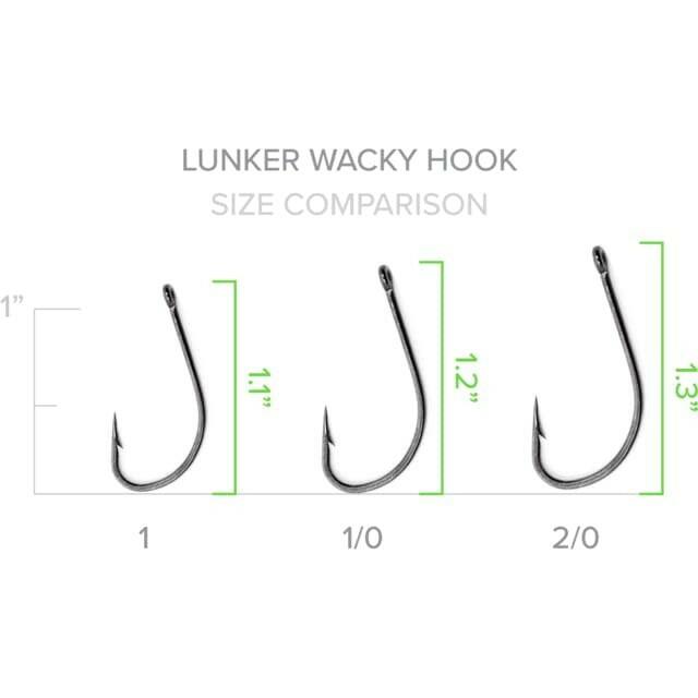 Googan Squad Wacky Lunker Hook 2/0 Green Pumpkin 6 Pack Freshwater Fishing