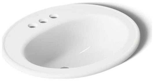 Kohler Pennington 2196-4-0 20"x17" Bathroom Drop In Oval Sink White