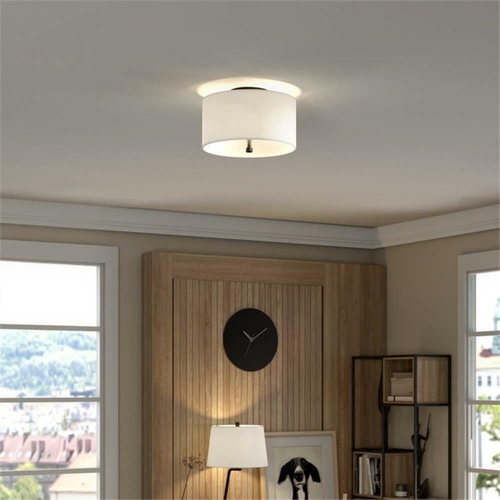 Ellis SF1504 12" Flush Mount Ceiling Light Matte Black White Shade