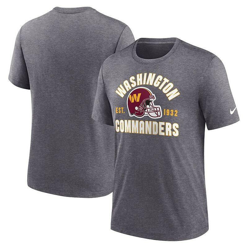 Nike Men's Heather Charcoal Washington Commanders Tri-Blend T-Shirt - Large