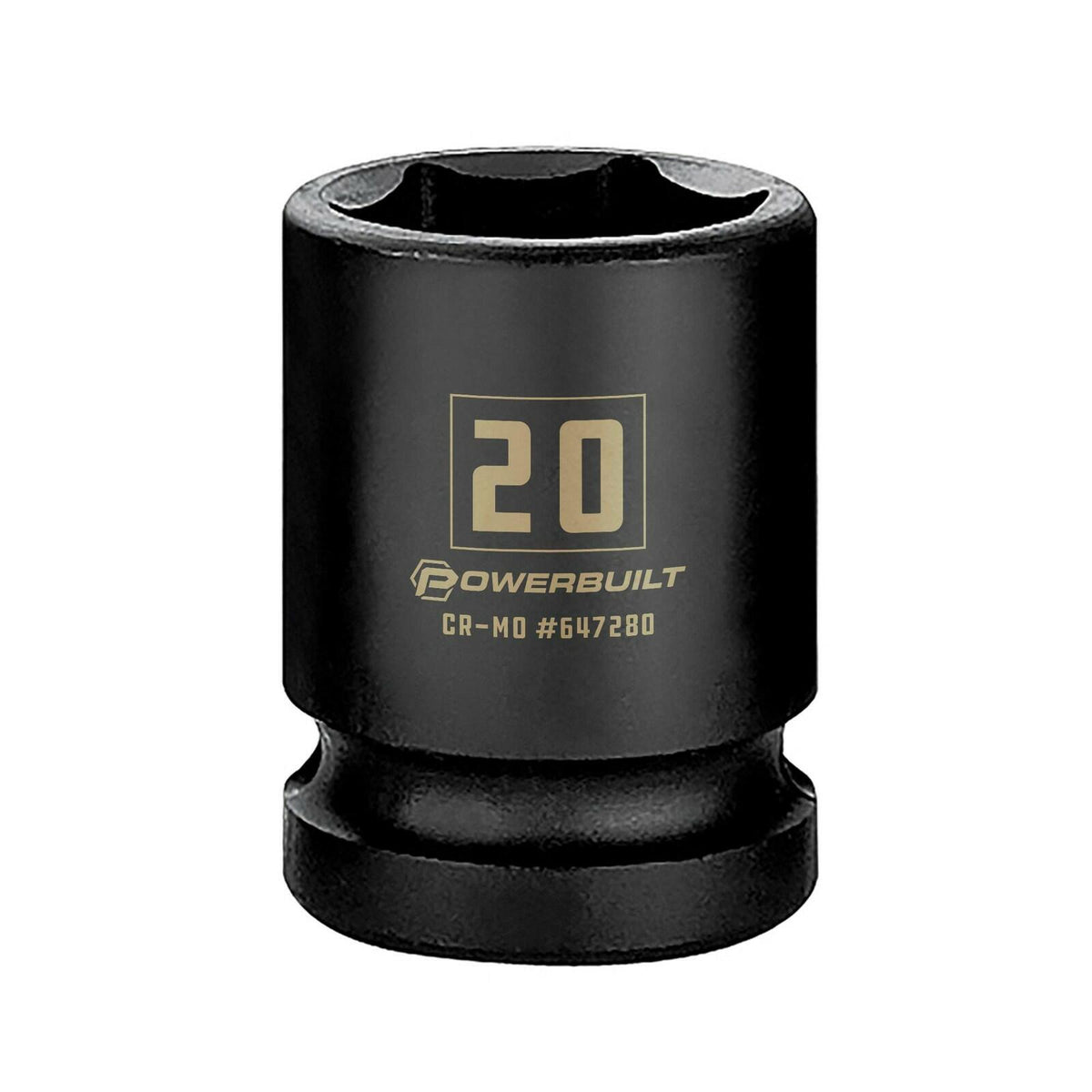 Powerbuilt 642780 20mm Impact Socket 1/2" Drive 6-Point Metric Cr-Mo
