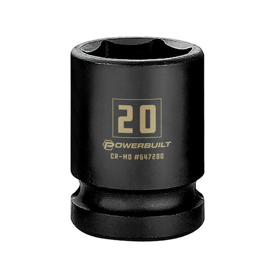 Powerbuilt 642780 20mm Impact Socket 1/2" Drive 6-Point Metric Cr-Mo