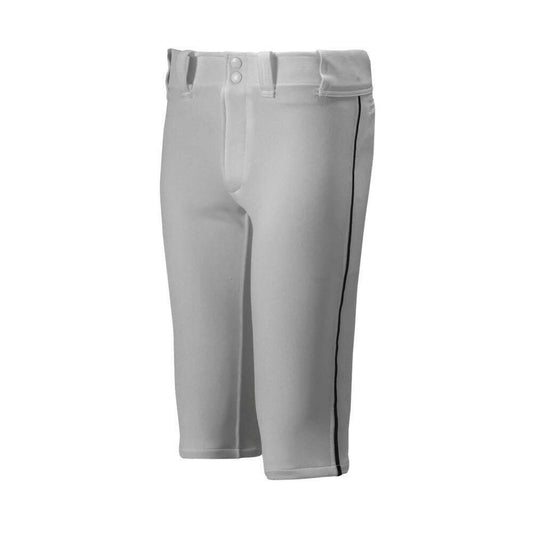 Mizuno Youth Boys Grey Black Short Piped Baseball Pants X-Large