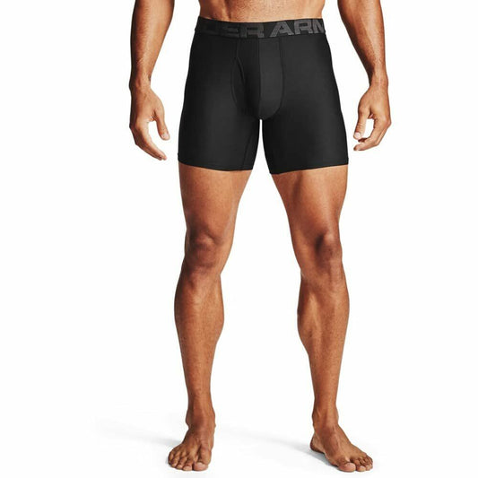 Under Armour Tech 6" Men's Boxerjock Boxer Briefs 2-Pack Black Size S