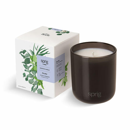 Sprig by Kohler Breathe Aromatherapy Candle with Eucalyptus and Mint, 100% Natural Soy-Coconut Wax, Cooling and Refreshing Scent, Gift for Holidays, 8 oz