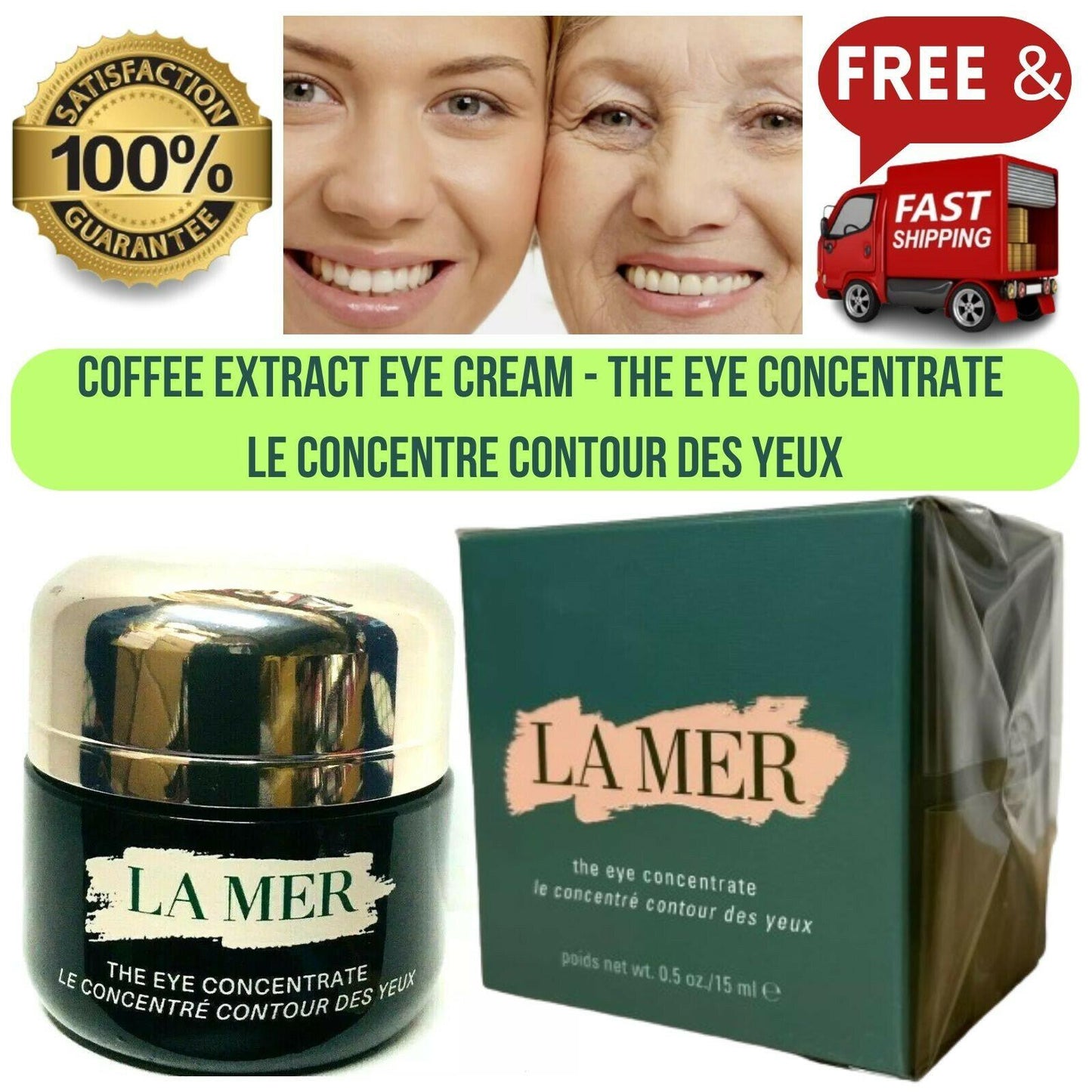 LA MER The Eye Concentrate Cream for Dark Circles & Wrinkles 0.5 Oz - BRAND NEW