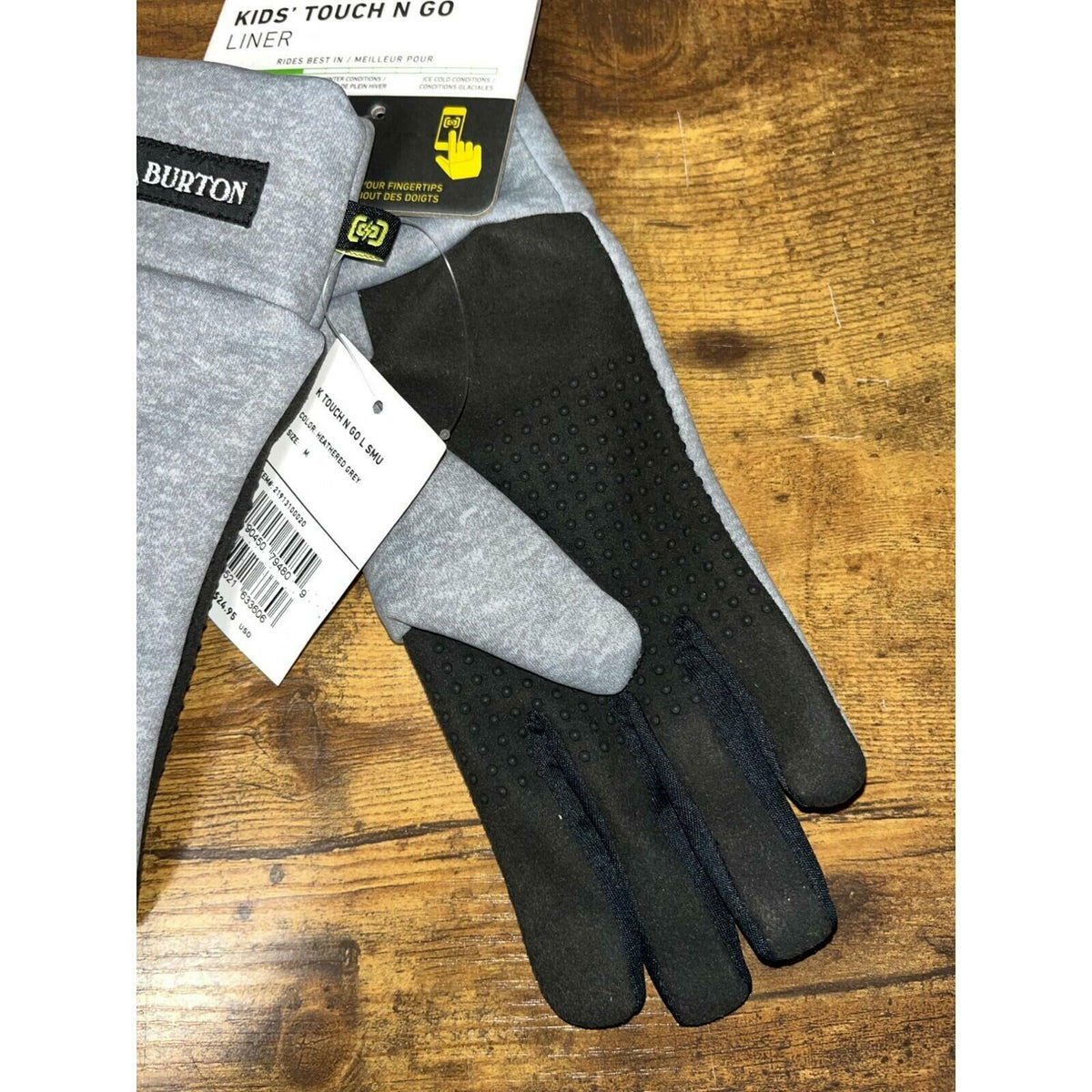 Burton Kids Screen Grab Touchscreen Glove Liners Gray Size M Snowboard