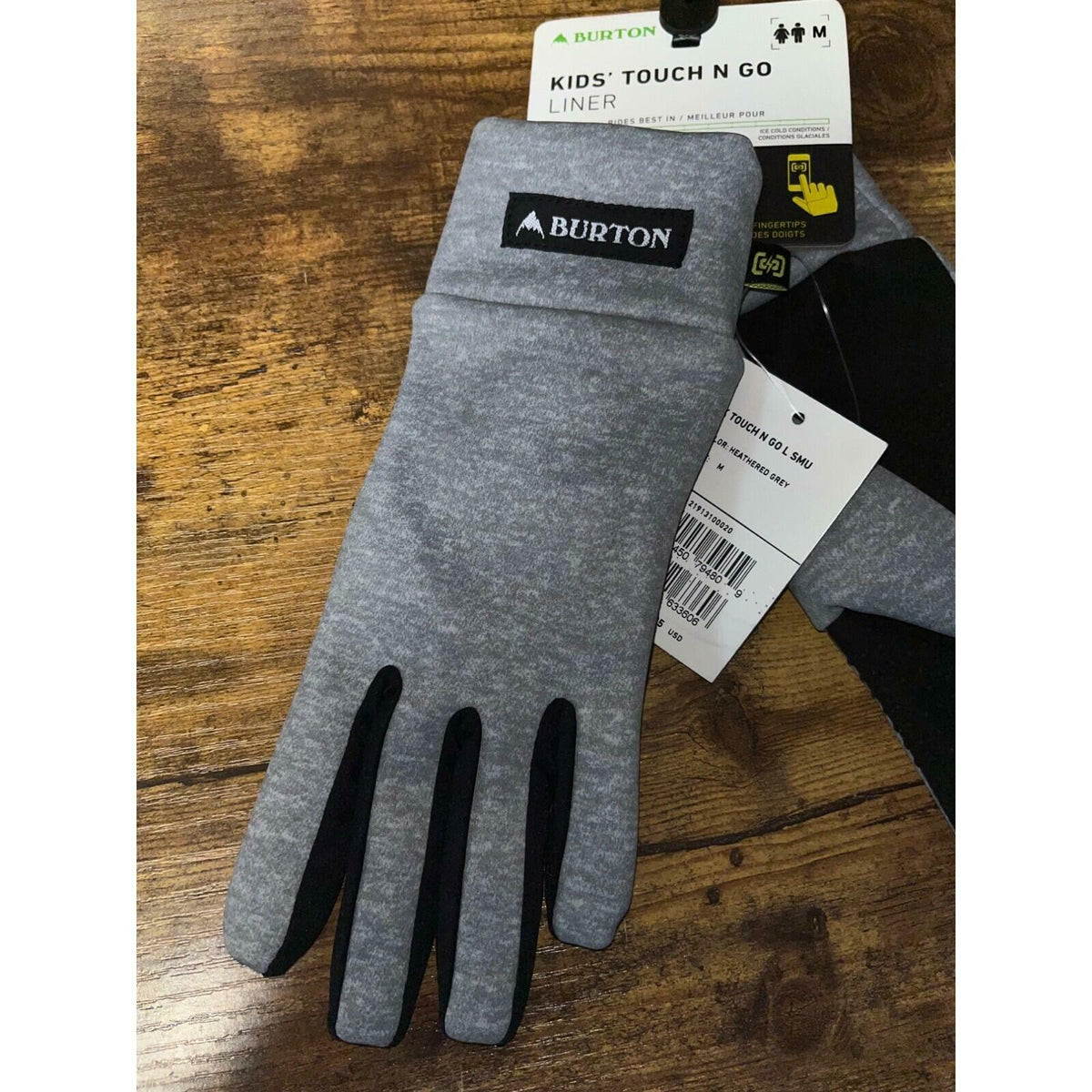 Burton Kids Screen Grab Touchscreen Glove Liners Gray Size M Snowboard