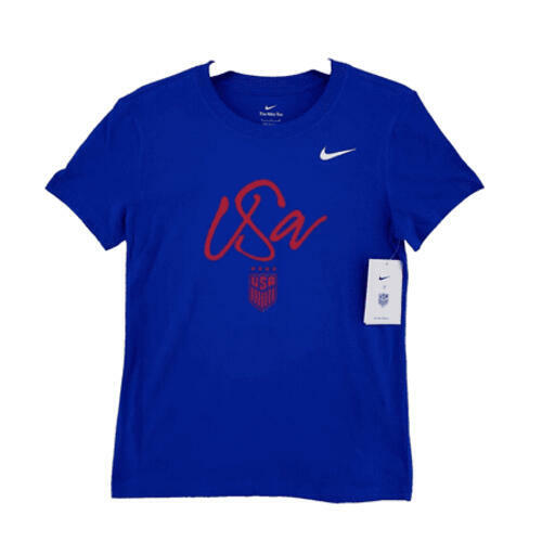 Nike USA Soccer Core Short Sleeve Women's T Shirt Classic Fit Blue Size L