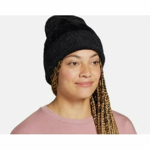 Alpine Design Women's Black Fuzzy Rib Beanie Cozy Winter Hat One Size