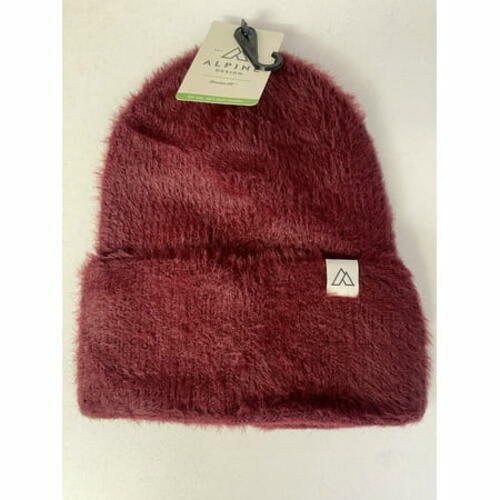 Alpine Design Women's Fuzzy Rib Beanie Red Knit Warm Cozy Hat One Size