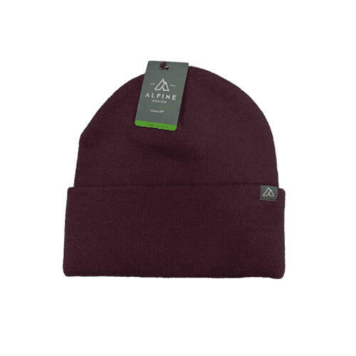 Alpine Design Maroon Brushed Fleece Beanie Hat - One Size Unisex Warm Cozy