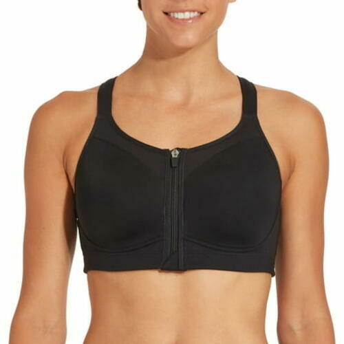 CALIA by Carrie Underwood Front-Close Black Mesh Sports Bra
