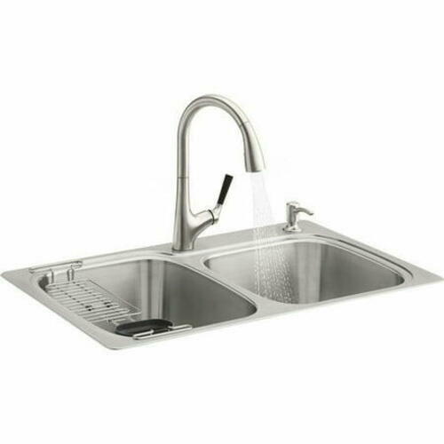 Kohler R75791-2PC-NA All In One 33 in Double Bowl Stainless Steel Kitchen Sink