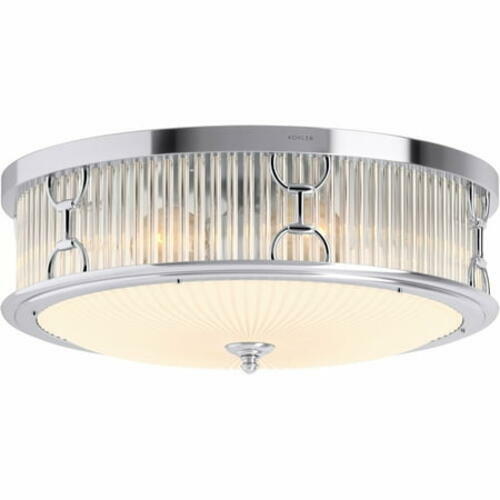 Kohler Terret 27750-FM03-CPL 15" 3-Light Drum Flush Ceiling Light Polished