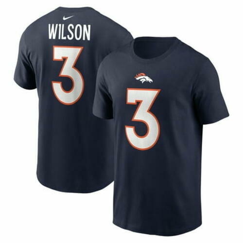 Nike Russell Wilson Denver Broncos NFL Player Name Number T-Shirt Men's Blue