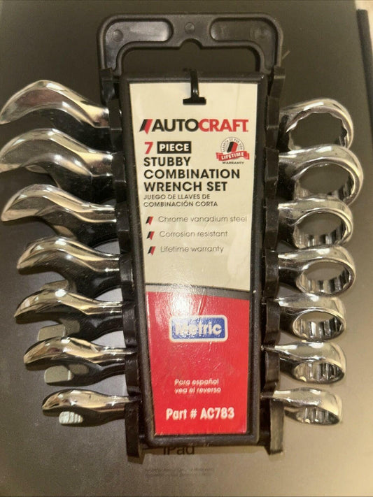 Autocraft 7 Piece Metric Stubby Combination Wrench Set