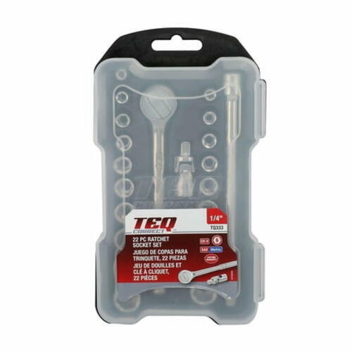 TEQ Correct 22-Piece 1/4" Drive SAE Ratchet Socket Set - Tool Kit