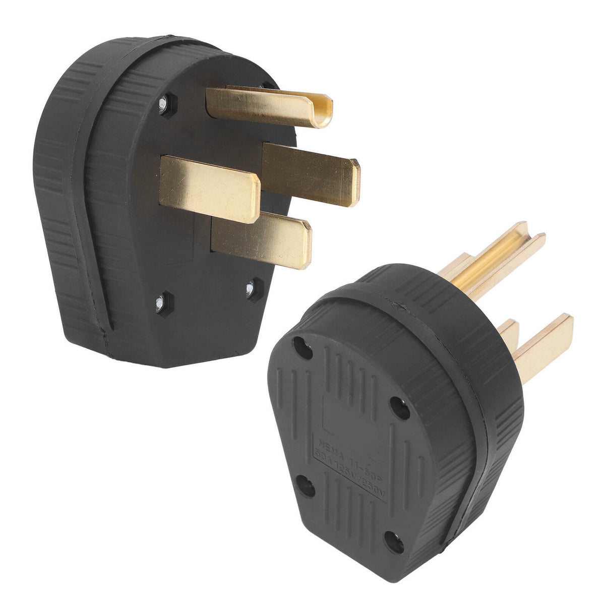 NEMA 14-50P 50A 125/250V 4-Prong Replacement Plug Angle Plug Range RV EV Black