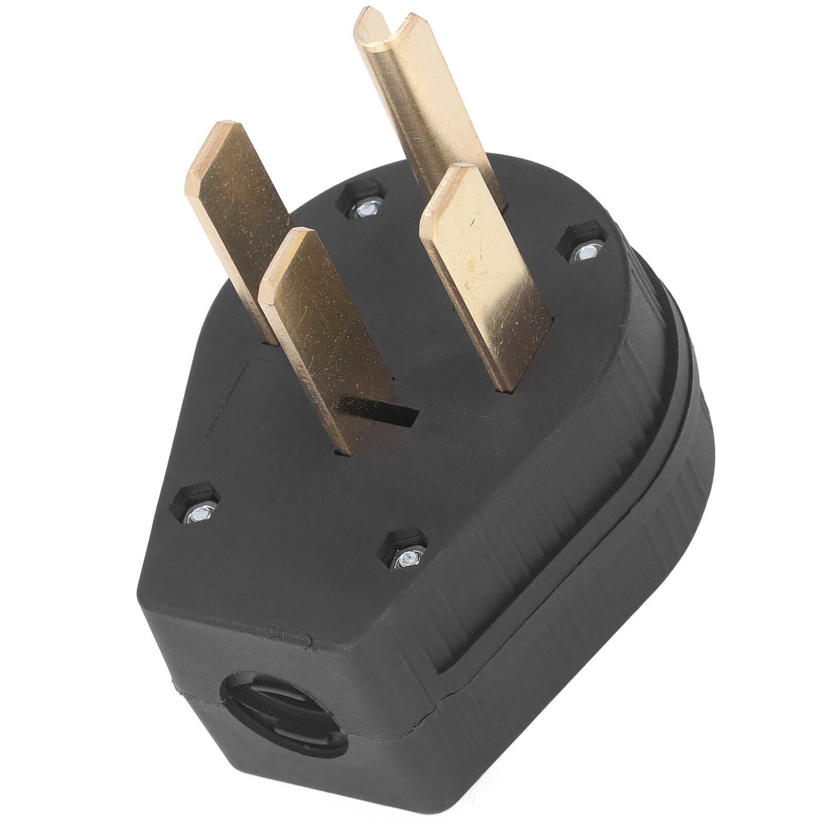 NEMA 14-50P 50A 125/250V 4-Prong Replacement Plug Angle Plug Range RV EV Black