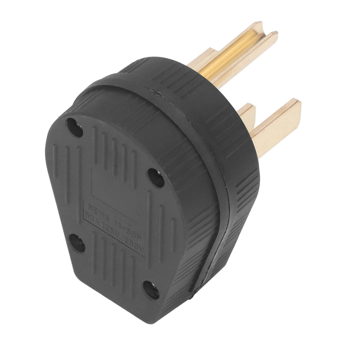 NEMA 14-50P 50A 125/250V 4-Prong Replacement Plug Angle Plug Range RV EV Black