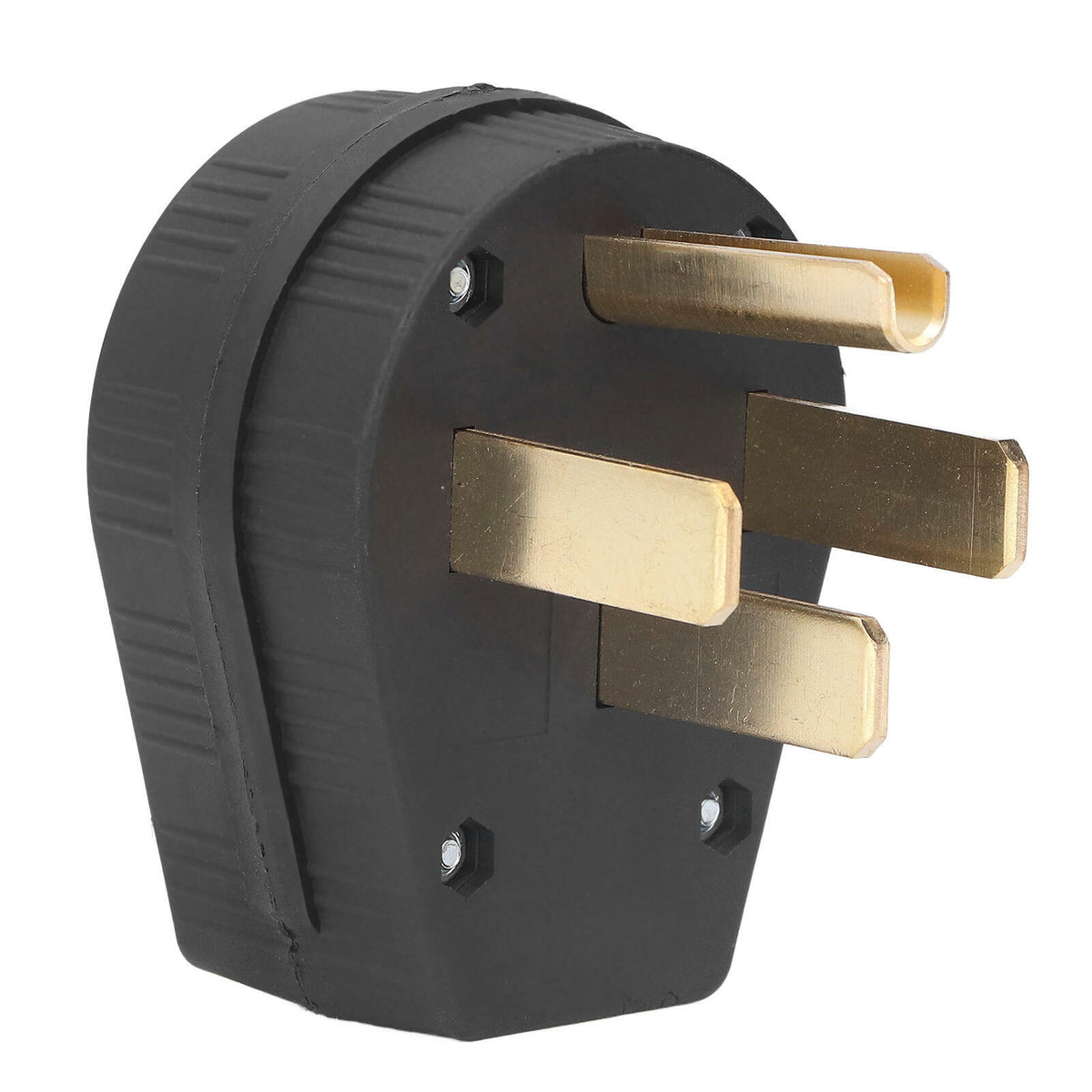 NEMA 14-50P 50A 125/250V 4-Prong Replacement Plug Angle Plug Range RV EV Black