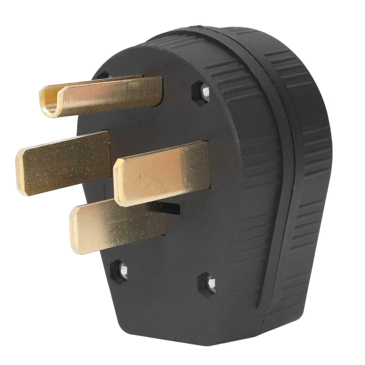 NEMA 14-50P 50A 125/250V 4-Prong Replacement Plug Angle Plug Range RV EV Black