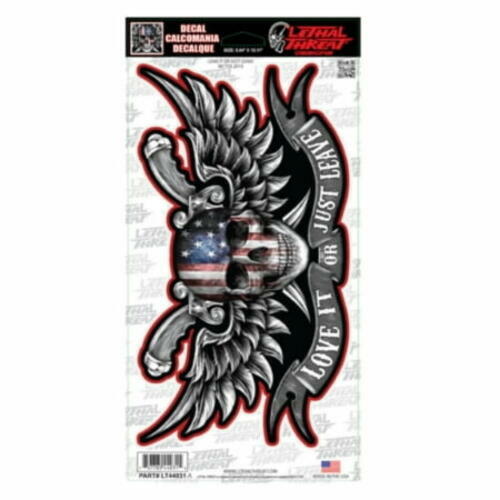 Lethal Threat USA Winged Skull Decal 10 x 5.5 in