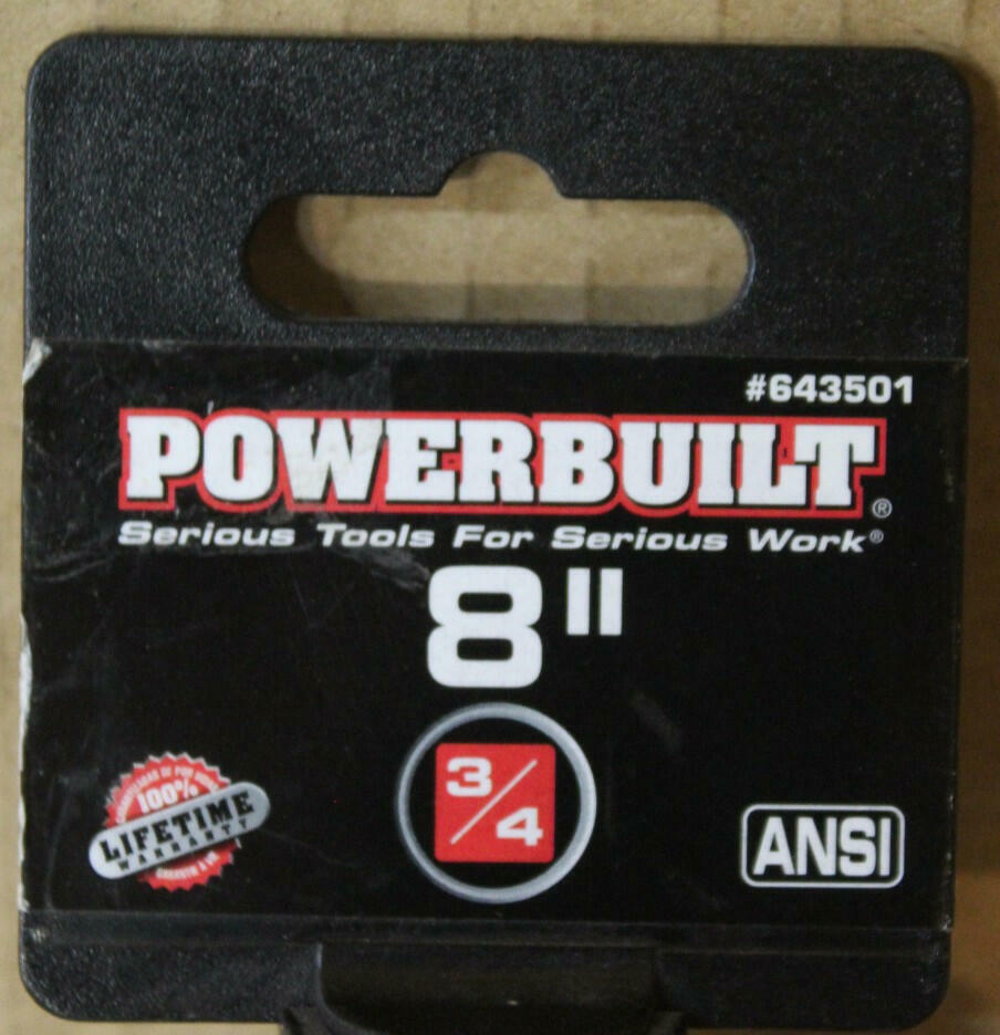 Powerbuilt 643501 3/4" Drive 8" Socket Extension Bar Chrome Vanadium CR-V