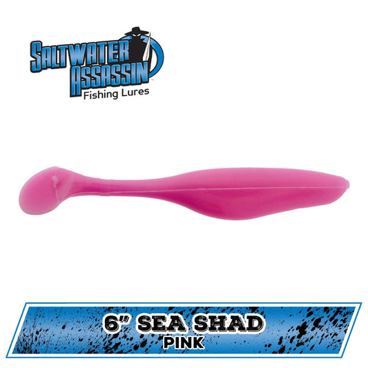 Bass Assassin Sea Shad Lures for Saltwater Fishing - Pink, 7" - Angler's Choice