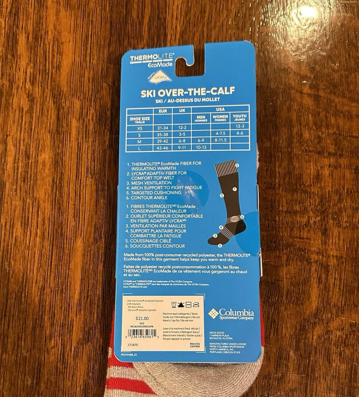 Columbia Thermolite Over The Calf Ski Socks Medium Thermal Winter