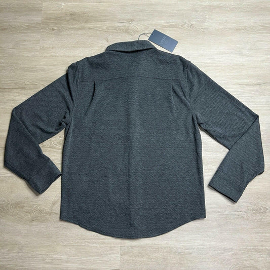 VRST Charcoal Herringbone Knit Long Sleeve Button-Down Shirt, Mens S