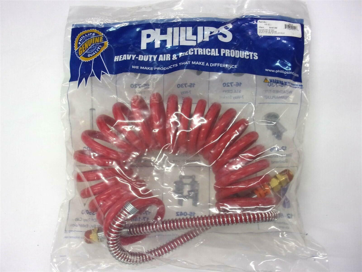 Phillips 11-321 20 ft Red Coiled Air Brake Hose Assembly, Heavy-Duty