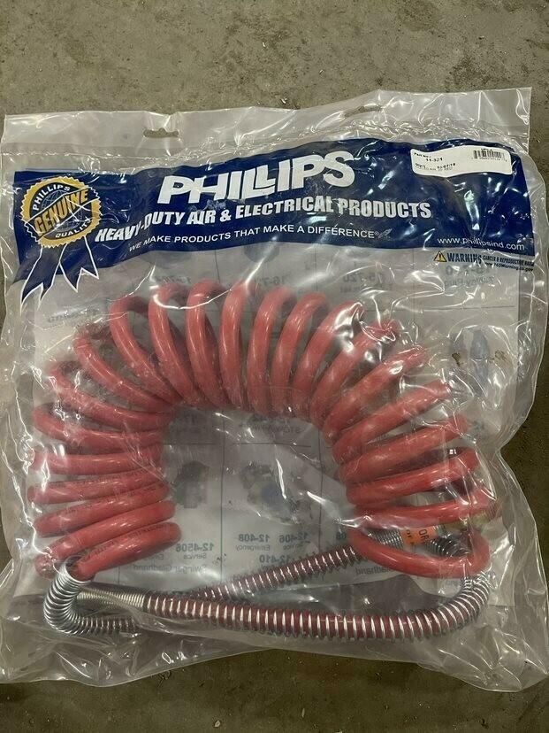 Phillips 11-321 20 ft Red Coiled Air Brake Hose Assembly, Heavy-Duty