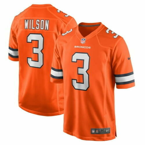 Nike Men's Russell Wilson Orange Denver Broncos Alternate Game Jersey - Size S