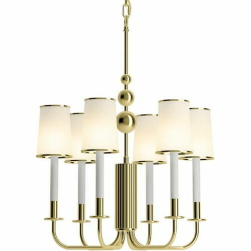 Kohler Tresdoux 6-Light Candle Chandelier, 24 in Wide, Gold, Damp Location
