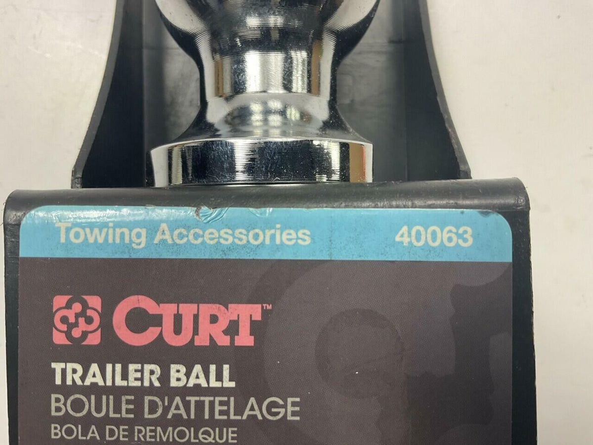 Curt 40063 Chrome 1-7/8" Tow Ball, 2-1/8" Length, 2,000 lbs Capacity
