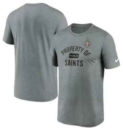 Nike Men's Heather Charcoal Orleans Saints Property Of Legend Performance T-Shirt Large