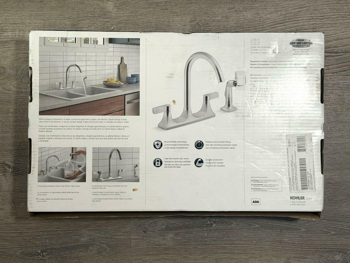 Kohler Maxton Stainless Double Handle Deck Mount Kitchen Faucet R22869-CP