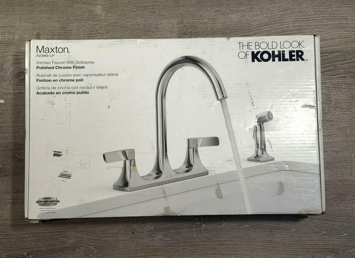 Kohler Maxton Stainless Double Handle Deck Mount Kitchen Faucet R22869-CP